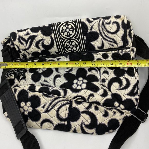 VERA BRADLEY Black & White Floral Messenger Bag - Picture 3 of 10